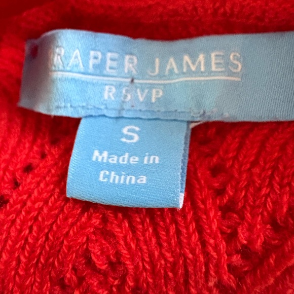 Draper James Red Puff Cardigan Cropped Knit Button Front Romantic Feminine SZ S - Picture 6 of 7